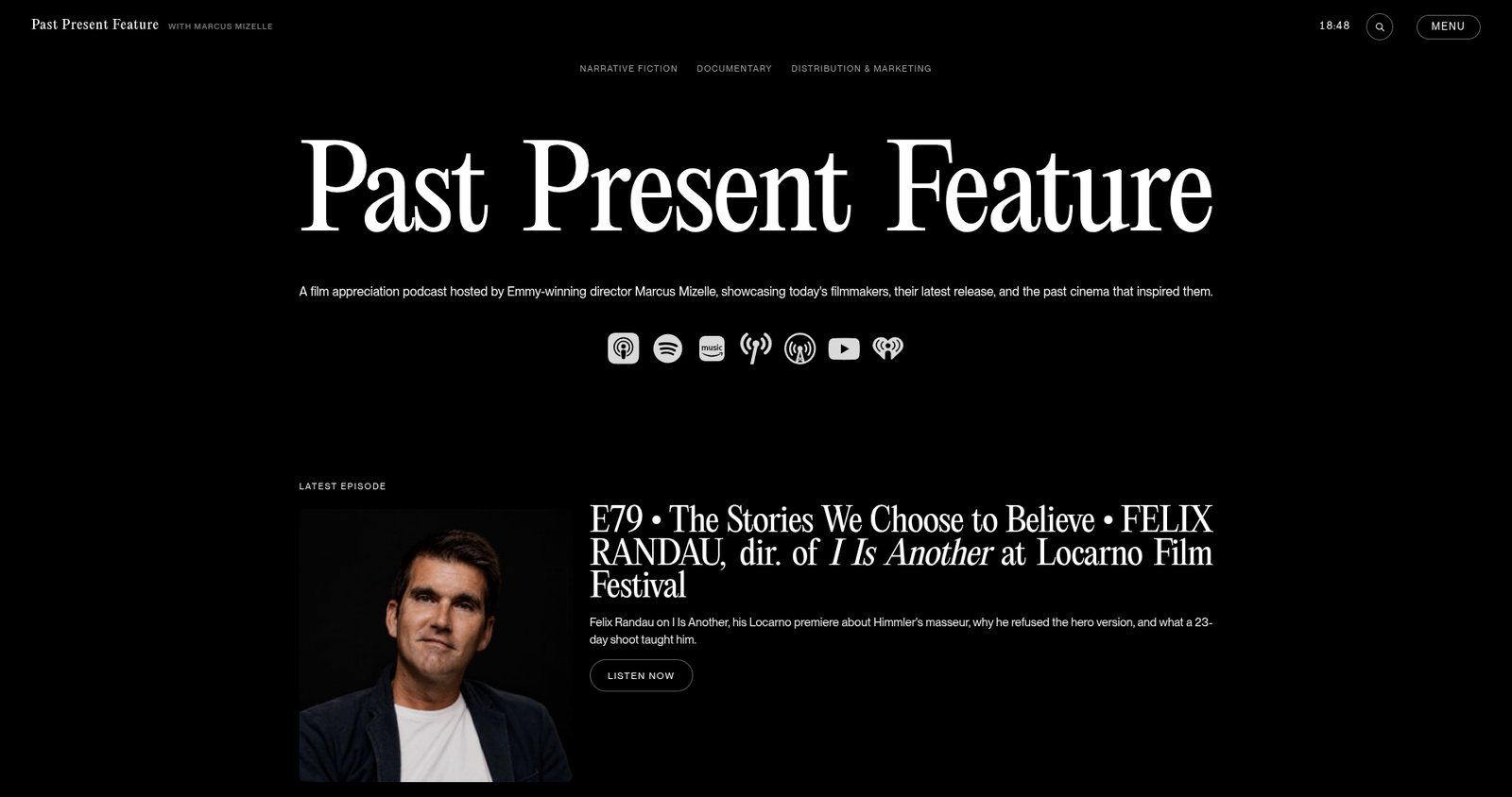 Past Present Feature website homepage